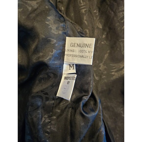 VTG Winlit Leather Trench Medium retro goth vamp 80s black - Picture 5 of 14